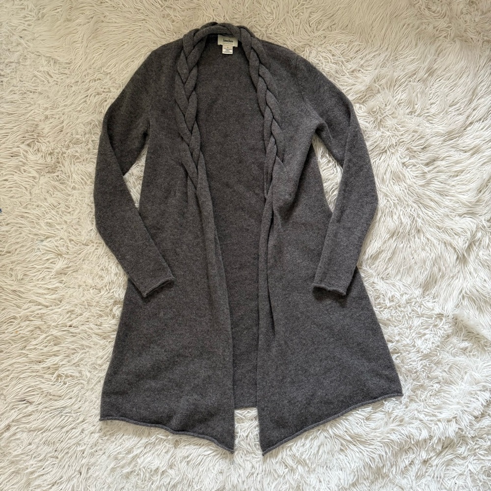 Neiman Marcus Charcoal Open-Front Cardigan